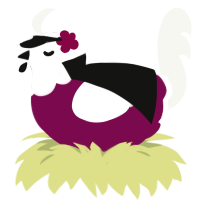 Cyrano, a wine and white chicken with a head pattern