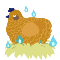 A ochre and orange chicken with a lace pattern