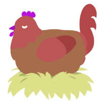 A brown and red chicken with a head pattern