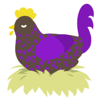 A bark and violet chicken with a speckle pattern