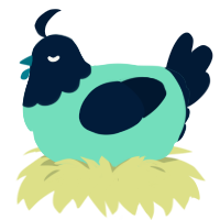 A mint and tumblr chicken with a head pattern