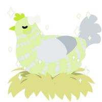 A apple and mist chicken with a bar pattern