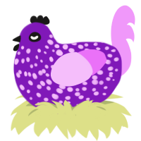 A violet and lavender chicken with a speckle pattern