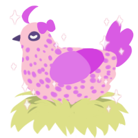 A rose and orchid chicken with a speckle pattern