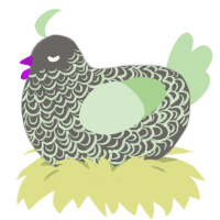 A grey and gluppy chicken with a double-lace pattern