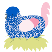 A ultramarine and rose chicken with a double-lace pattern
