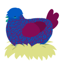 Stone, a ultramarine and wine chicken with a double-lace pattern