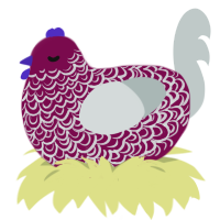 Maroon, a wine and silver chicken with a double-lace pattern