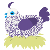 Blanc, a white and overcast chicken with a double-lace pattern
