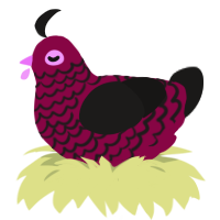A maroon and sable chicken with a lace pattern