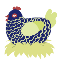 A navy and lemon chicken with a lace pattern