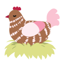 apple rhubarb crisp, a brown and rose chicken with a bar pattern