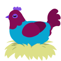 Taffy, a cerulean and wine chicken with a head pattern