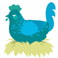 Sunday swim, a teal and cerulean chicken with a half-lace pattern