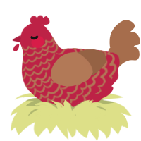 Cheepi cheepi, a crimson and brown chicken with a lace pattern