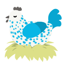 (unnamed), a white and cerulean chicken with a speckle pattern