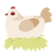 Yiga, a cream and beige chicken with a neck-speckle pattern