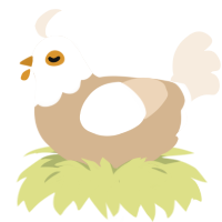 Anticlea, a beige and cream chicken with a head pattern