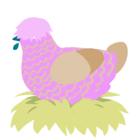 A lavender and beige chicken with a lace pattern