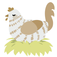 Of Dust, a silver and orange chicken with a bar pattern