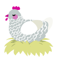A silver and white chicken with a lace pattern
