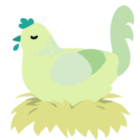 Apple Slices, a apple and gluppy chicken with a neck-speckle pattern