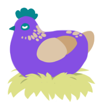 Silica, a blurple and beige chicken with a neck-speckle pattern