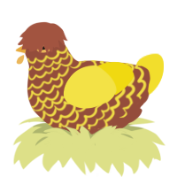 A russet and yellow chicken with a lace pattern