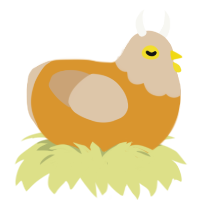 Chubs, a orange and beige chicken with a head pattern