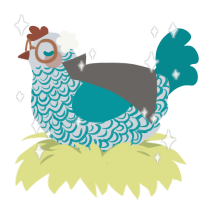 Taliachicken, a mist and teal chicken with a double-lace pattern
