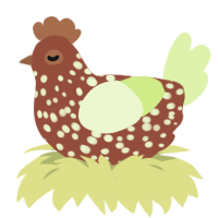Pistachio, a russet and apple chicken with a speckle pattern