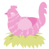 Pinkney, a pink chicken with a bar pattern