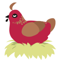 A crimson and brown chicken with a neck-speckle pattern