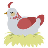 A mist and red chicken with a neck-speckle pattern