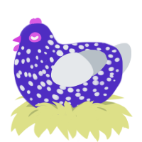 Joke Orange, a indigo and mist chicken with a speckle pattern