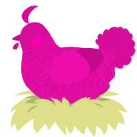 A fuchsia chicken with a double-lace pattern