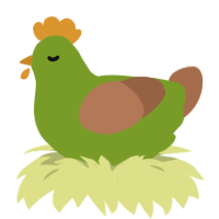 Zoombie, a chartreuse and brown chicken