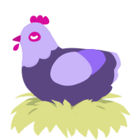 Milk, a overcast and lilac chicken with a head pattern