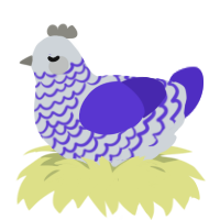 A mist and indigo chicken with a lace pattern