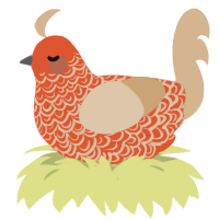 (unnamed), a vermilion and beige chicken with a double-lace pattern
