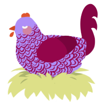 Tender, a lilac and maroon chicken with a double-lace pattern