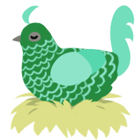 A viridian and mint chicken with a lace pattern