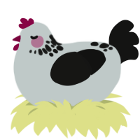 A silver and black chicken with a neck-speckle pattern