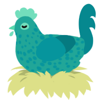 (unnamed), a turquoise and teal chicken with a speckle pattern