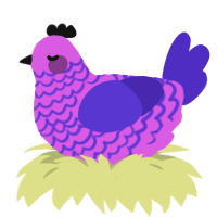 A orchid and indigo chicken with a lace pattern