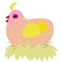Strawberry Lemonade, a pink and yellow chicken with a double-lace pattern