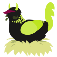Swidzoid, a sable and lime chicken with a neck-speckle pattern