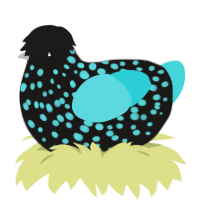 A sable and aqua chicken with a speckle pattern