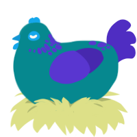 (unnamed), a teal and indigo chicken with a neck-speckle pattern