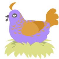 Bright, a lilac and orange chicken with a half-lace pattern